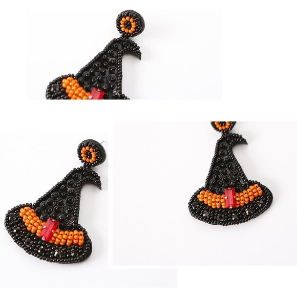 Halloween Earrings Ghost Face Earrings Witch Magic Hat Earrings - Picture 3 of 7